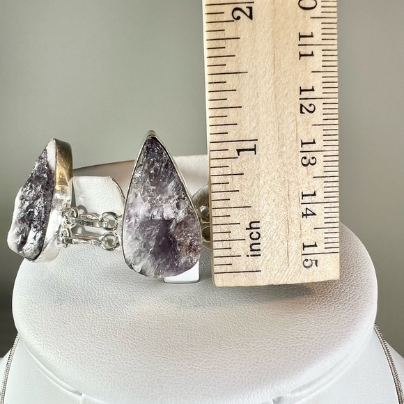 Rough Amethyst 925 Pendant & Bracelet Gemstone set - Picture 3 of 8